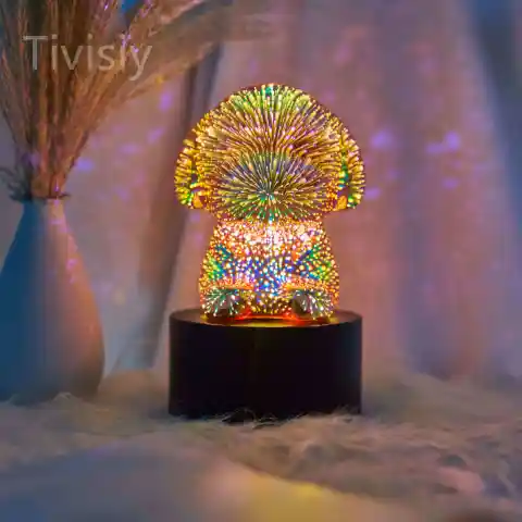 3D Dog Glass Fireworks Color, Changing Lamp